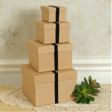 Square Kraft Paper Box Set with Elastic Band